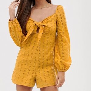 ASOS DESIGN broderie romper with knot front